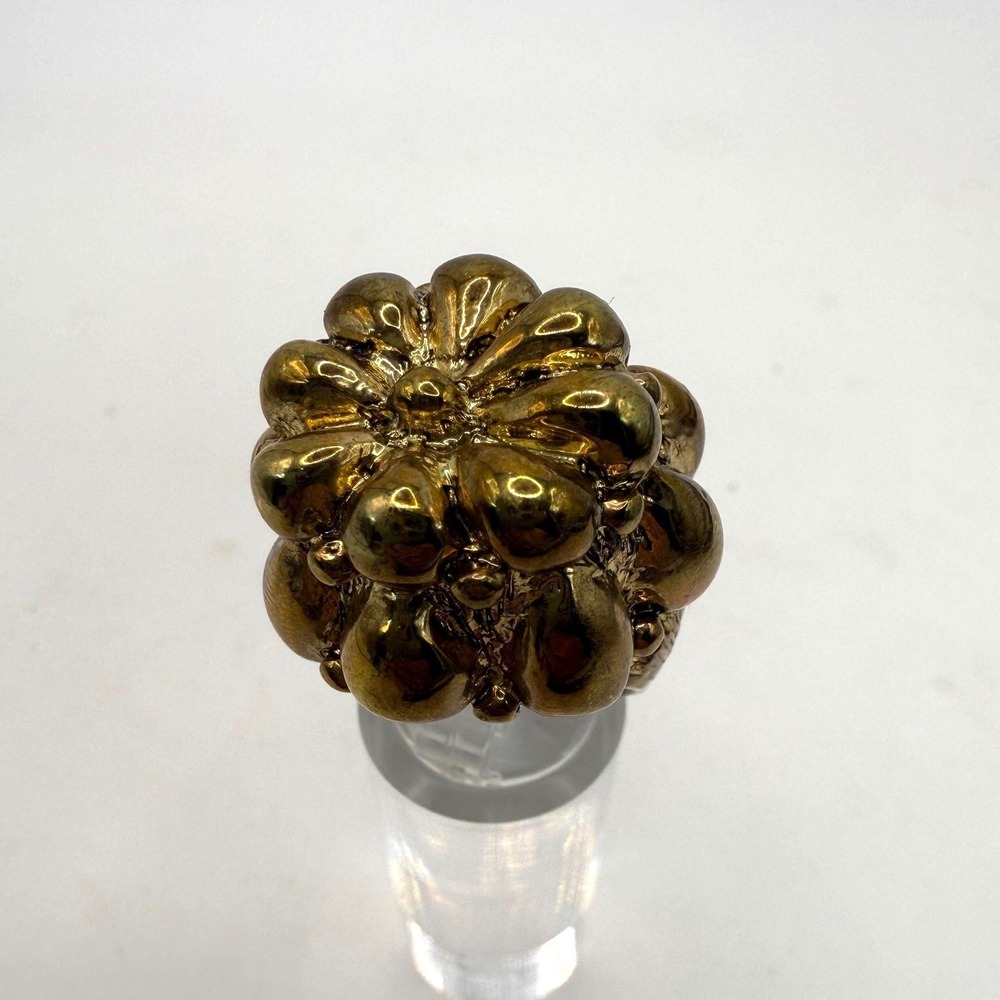 Vintage Gold Tone Domed Cluster Ring Bold Statement Floral Style